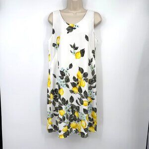 Ann Taylor Factory lemon sleeveless dress woman’s size medium white yellow